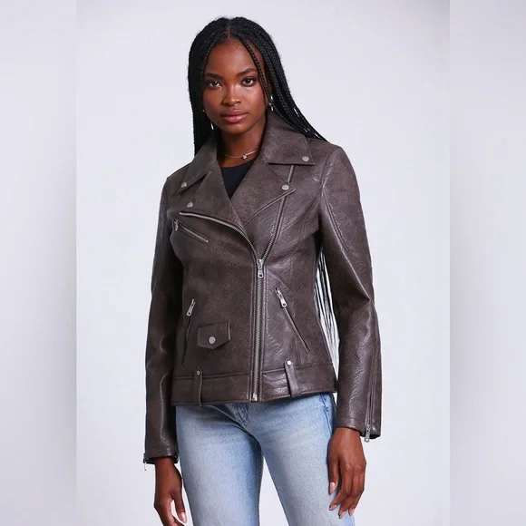 Avec Les Filles Vegan Leather Oversized Moto Jacket Size XS